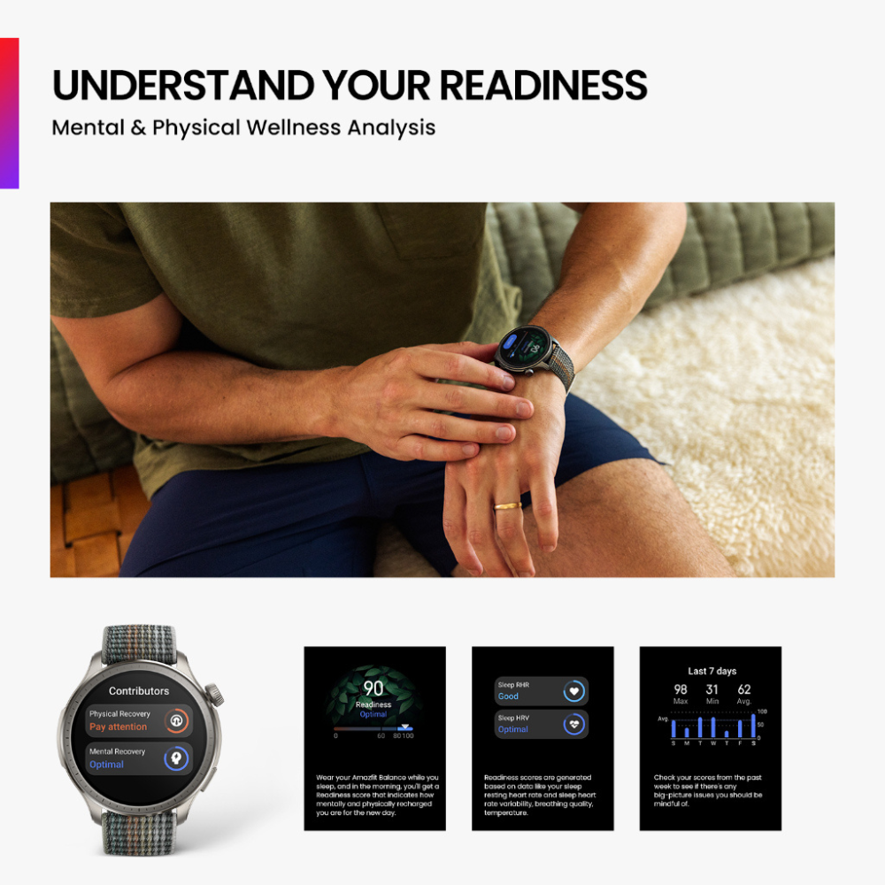 Amazfit Smart Watch Balance Mental & Physical Readiness Analysis สมาร์ทวอซ์ท รับประกันศูนย์ไทย 1 ปี - Image 4